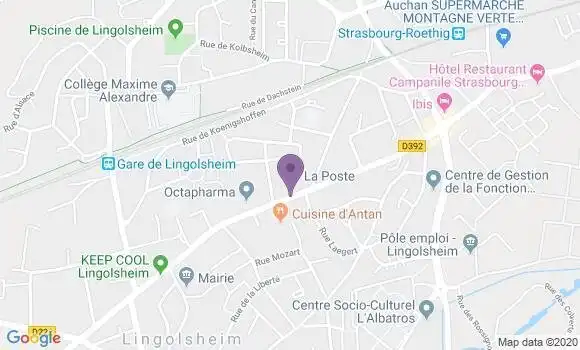 Localisation Banque Postale Agence de Lingolsheim