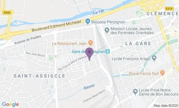 Localisation Banque Postale Agence de Perpignan Saint Assiscle
