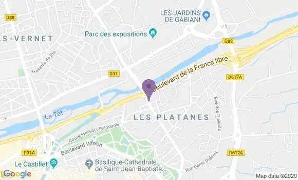 Localisation Banque Postale Agence de Perpignan les Platanes