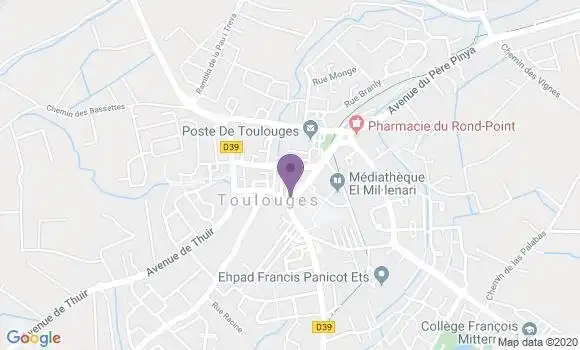 Localisation Banque Postale Agence de Toulouges