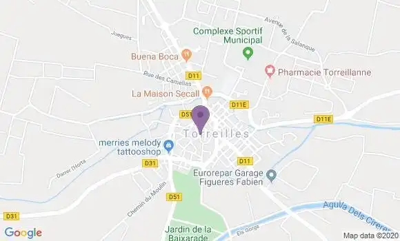 Localisation Banque Postale Agence de Torreilles