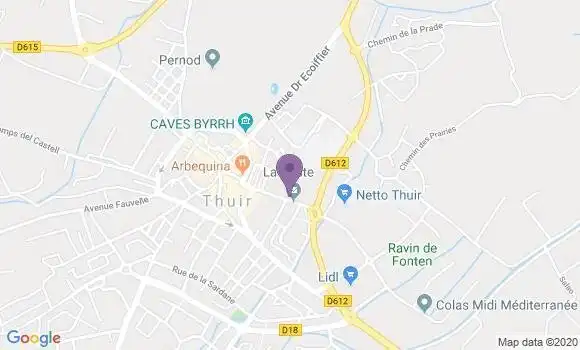 Localisation Banque Postale Agence de Thuir