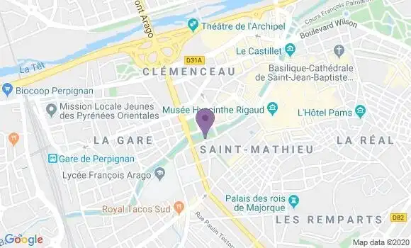 Localisation Banque Postale Agence de Perpignan Arago