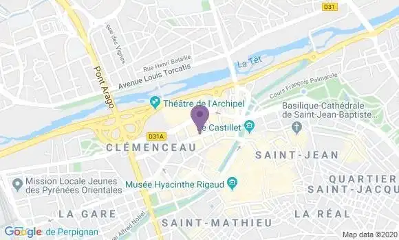 Localisation Banque Postale Agence de Perpignan Clémenceau