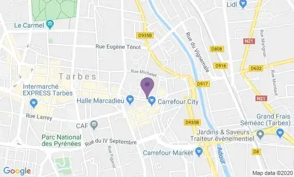 Localisation Banque Postale Agence de Tarbes Marcadieu