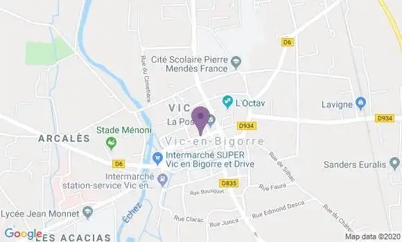 Localisation Banque Postale Agence de Vic en Bigorre