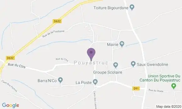 Localisation Banque Postale Agence de Pouyastruc