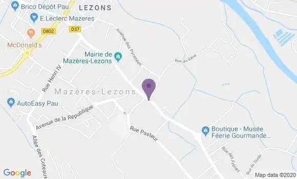 Localisation Banque Postale Agence de Mazères Lezons