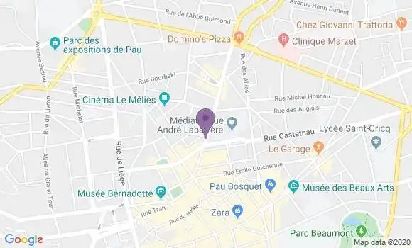Localisation Banque Postale Agence de Pau Carnot