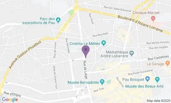 Localisation Banque Postale Agence de Pau Verdun