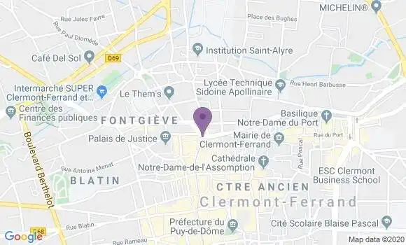 Localisation Banque Postale Agence de Clermont Ferrand Place Gaillard