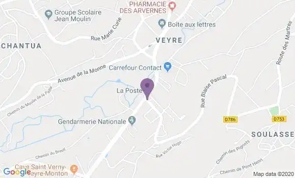 Localisation Banque Postale Agence de Veyre Monton