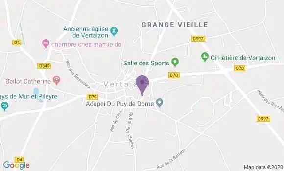 Localisation Banque Postale Agence de Vertaizon