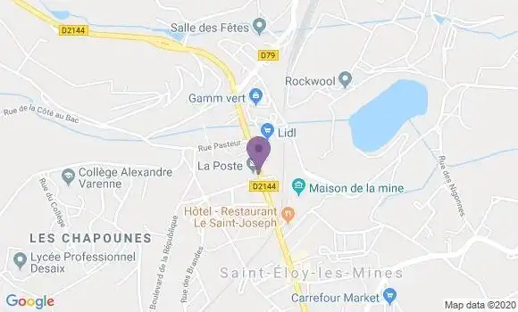 Localisation Banque Postale Agence de Saint Eloy les Mines