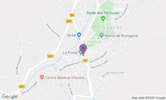 Localisation Banque Postale Agence de Romagnat