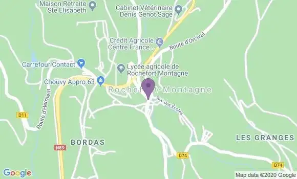 Localisation Banque Postale Agence de Rochefort Montagne