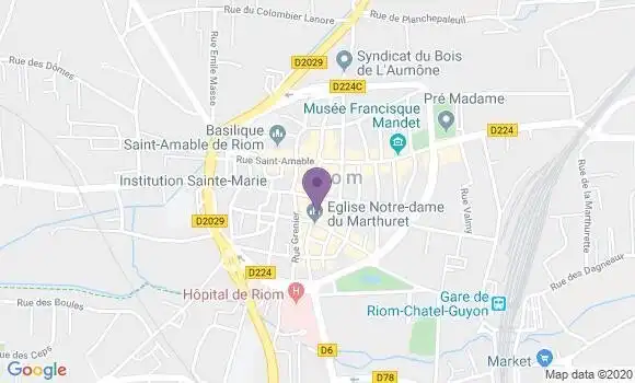Localisation Banque Postale Agence de Riom