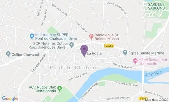 Localisation Banque Postale Agence de Pont du Château