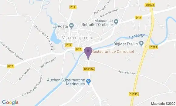 Localisation Banque Postale Agence de Maringues