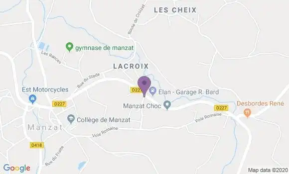 Localisation Banque Postale Agence de Manzat