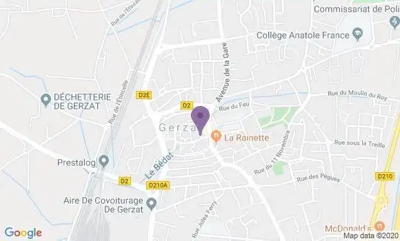 Localisation Banque Postale Agence de Gerzat