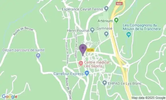 Localisation Banque Postale Agence de Ceyrat