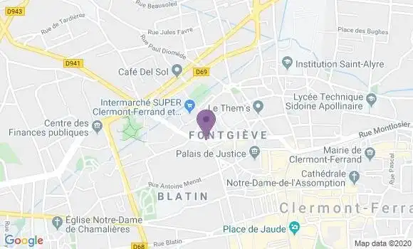 Localisation Banque Postale Agence de Clermont Ferrand Fontgiève