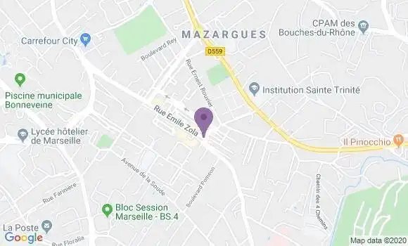 Localisation Société Générale Agence de Marseille Mazargues