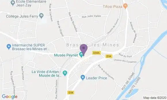 Localisation Banque Postale Agence de Brassac les Mines