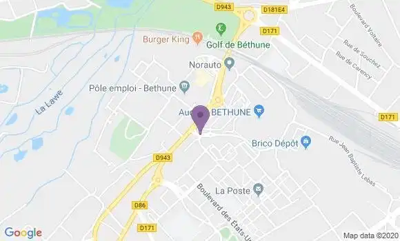 Localisation Banque Postale Agence de Béthune Mont Liébaut