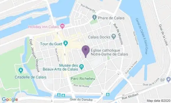 Localisation Banque Postale Agence de Calais Tour du Guet
