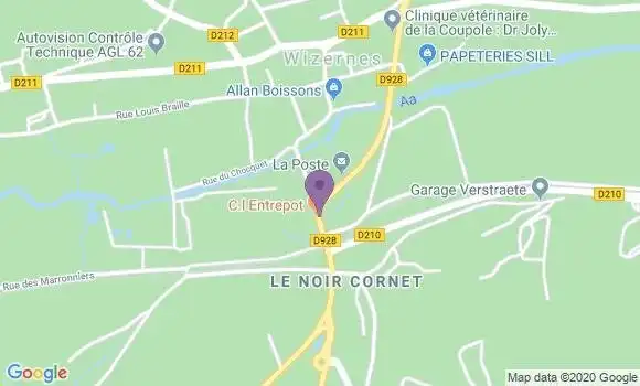 Localisation Banque Postale Agence de Wizernes