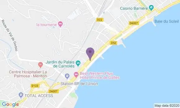 Localisation LCL Agence de Menton Roquebrune