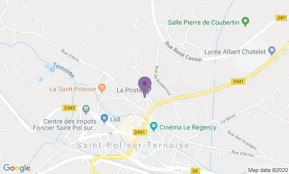 Localisation Banque Postale Agence de Saint Pol sur Ternoise