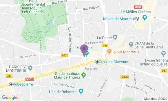 Localisation LCL Agence de Montreuil Croix de Chavaux