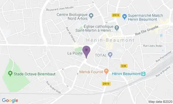 Localisation Banque Postale Agence de Hénin Beaumont