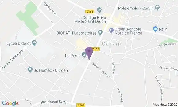 Localisation Banque Postale Agence de Carvin
