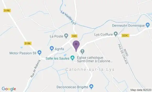 Localisation Banque Postale Agence de Calonne sur la Lys