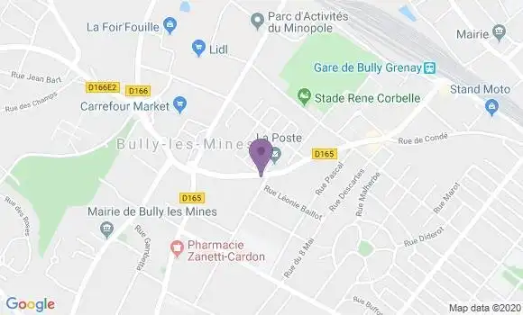 Localisation Banque Postale Agence de Bully les Mines