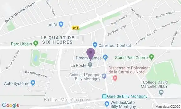 Localisation Banque Postale Agence de Billy Montigny