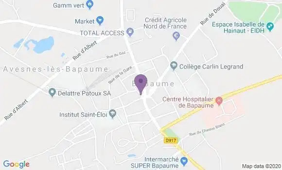 Localisation Banque Postale Agence de Bapaume