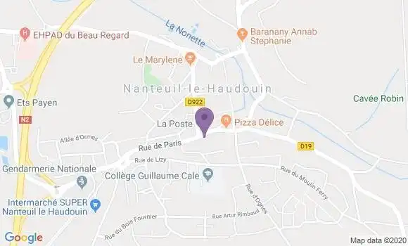 Localisation Banque Postale Agence de Nanteuil le Haudouin