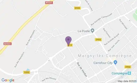 Localisation Banque Postale Agence de Margny lès Compiègne