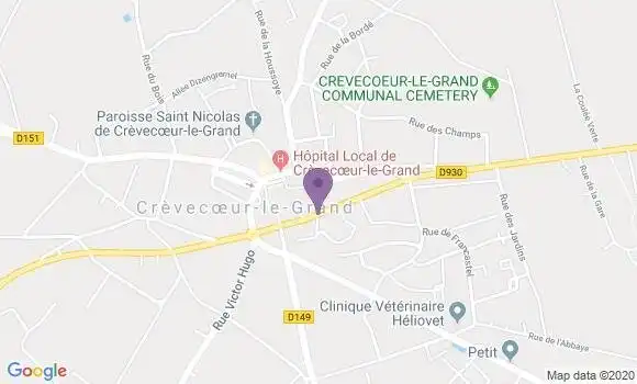 Localisation Banque Postale Agence de Crèvecoeur le Grand