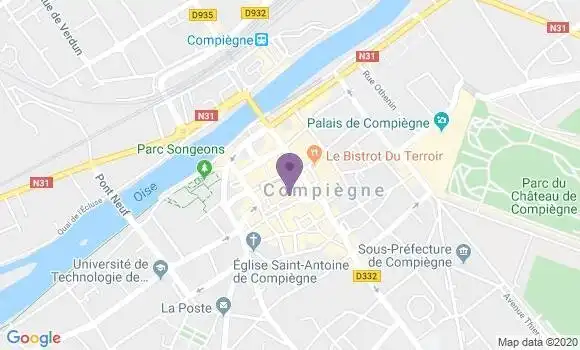 Localisation Banque Postale Agence de Compiègne Cour le Roi