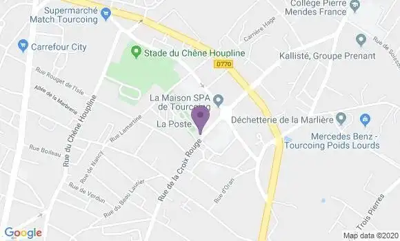 Localisation Banque Postale Agence de Tourcoing Croix Rouge
