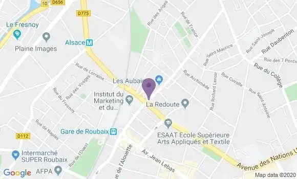 Localisation Banque Postale Agence de Roubaix Quartier de la Gare