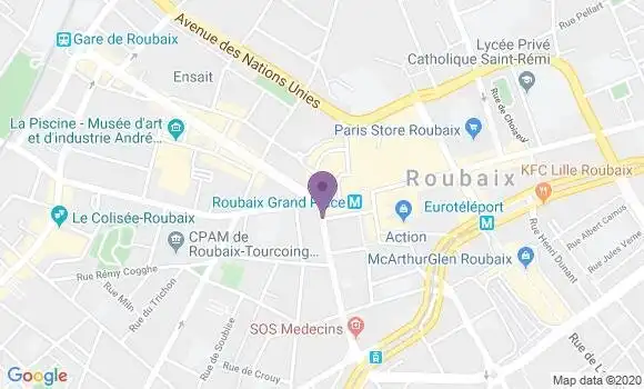 Localisation Banque Postale Agence de Roubaix Fosse aux Chênes