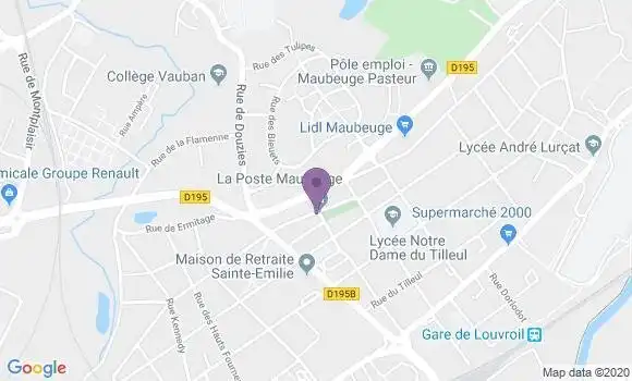 Localisation Banque Postale Agence de Maubeuge sous le Bois