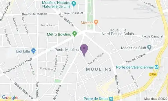 Localisation Banque Postale Agence de Lille Moulins